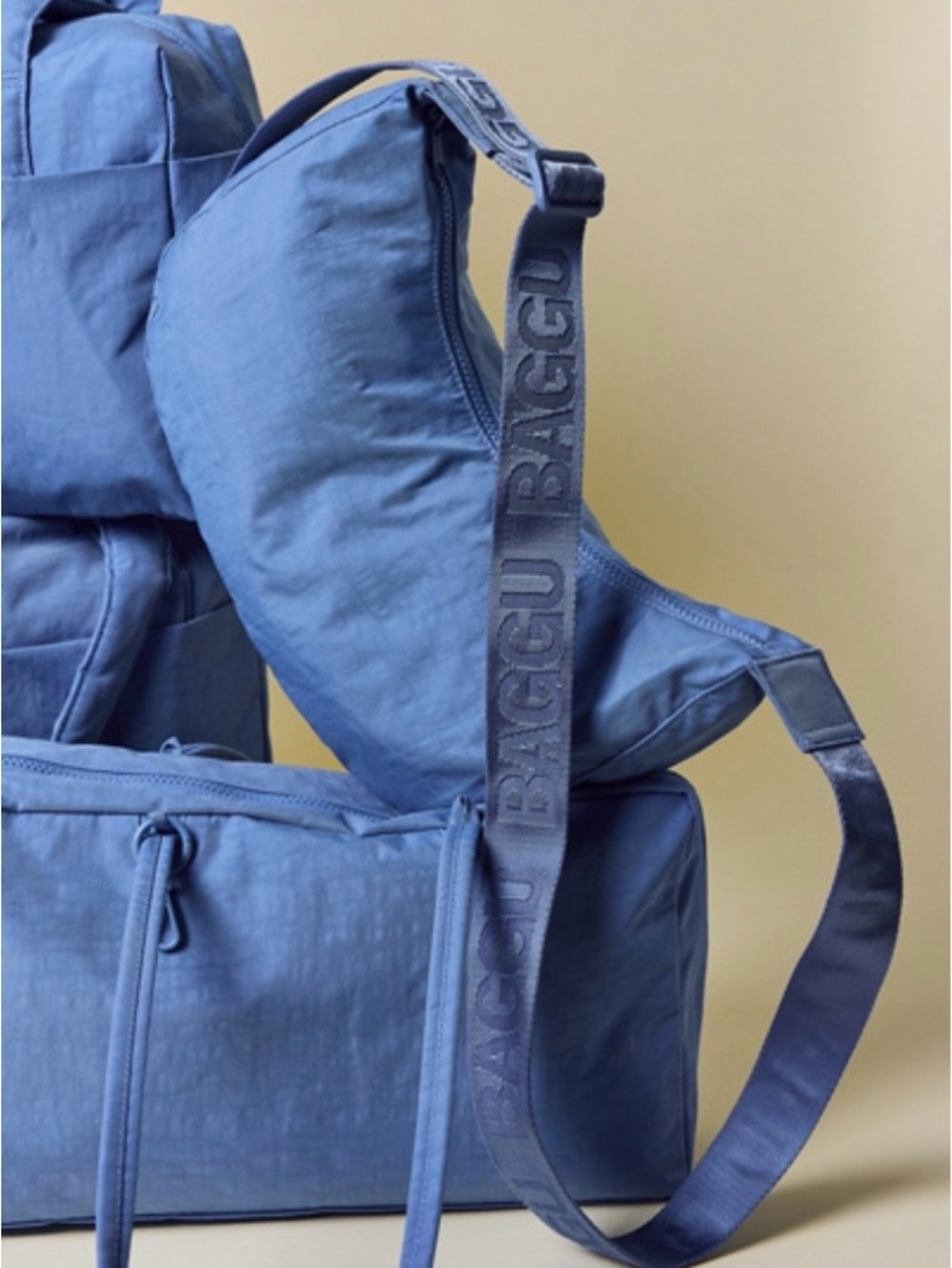 Baggu Medium Crossbody Crescent Bag Steel Blue NWT